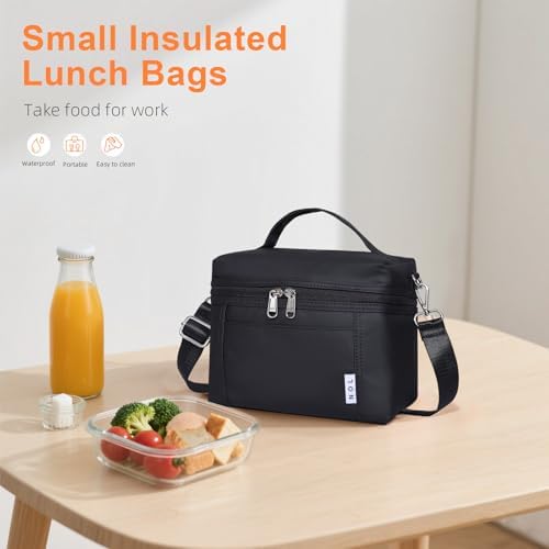 NOL Small Insulated Lunch Bags for Women Cooler Bag Lightweight Nylon Waterproof Lunch Box For Work, Fits 7 Cans 330ml(Small, Black)