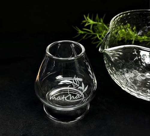 Glass Matcha Whisk Holder, Matcha Chasen Holder, Matcha Whisk Stand for Bamboo Matcha Chasen, Matcha Set Accessories for Tea Ceremony (Frosted pattern)