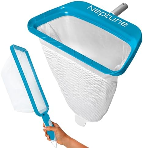 The Skimmie Neptune Net & Swim-N-Scoop Fine Mesh Pool Skimmer Nets Deep-Bag Leaf Rakes for Pools, Spas, Fountains & Cold Plunges Handheld Skimmers for Surface and Floor Cleaning. *Pole NOT Included