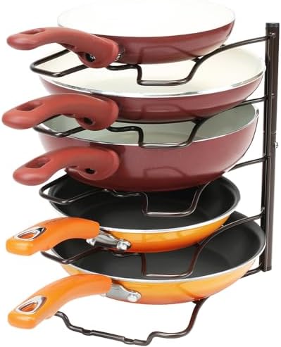 Deco Brothers Pan Organizer Rack for Kitchen Cabinet and Counter, Bronze