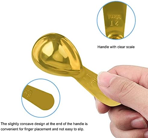Coffee Scoop Set of 2, Gold Stainless Steel Measuring Spoons, 15ml & 30ml, Compact Short Handle, Measure Spoon for Espresso, Protein Powder, Matcha, Cocoa & Baking