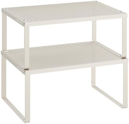 SONGMICS Set of 2 Metal Spice Racks, Stackable Expandable Shelf Risers