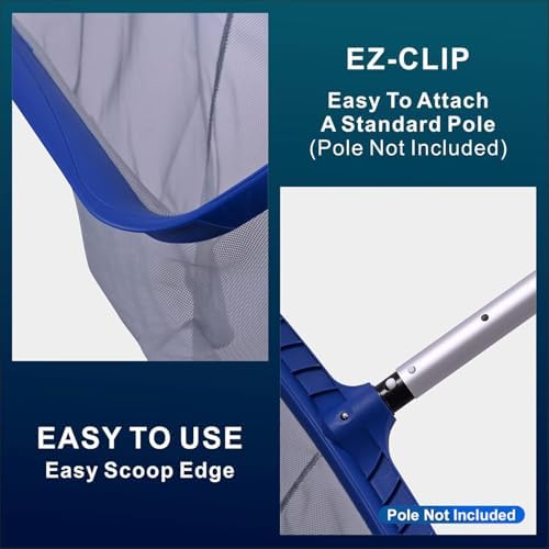 POOLAZA Pool Skimmer Net, Deep Net with Reinforced Frame & Easy Scoop Edge