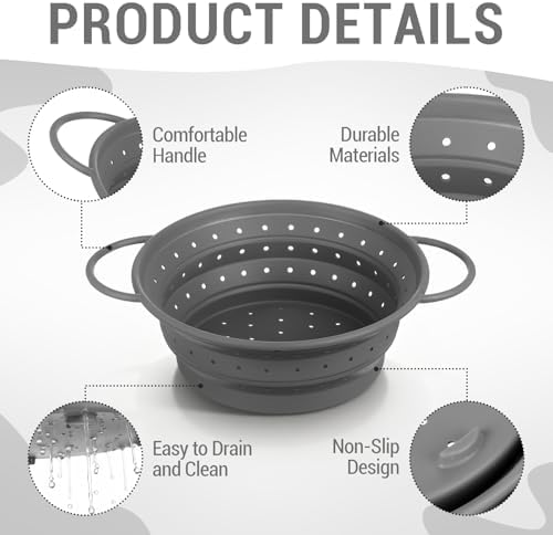3 Pack Collapsible Colander with Strainer Bowl Set,Grey