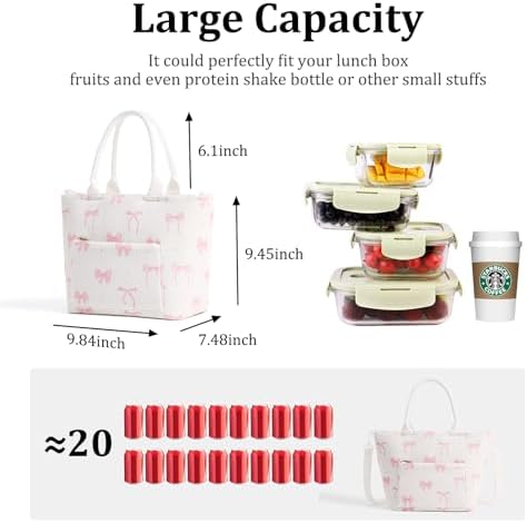 Lunch Bag for Women Adult Large Insulated Lunch Box Girl Cute Corduroy Lunch Tote Bags Reusable Leakproof Cooler Work Picnic