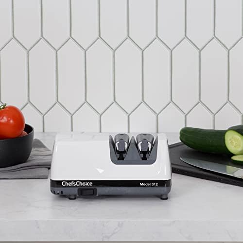 Chef'sChoice Professional Electric Knife Sharpeners UltraHone With 100-Percent Diamond Abrasives And Precision Angle Guides For 20-Degree Straight-Edge and Serrated Knives, 2-Stage, White