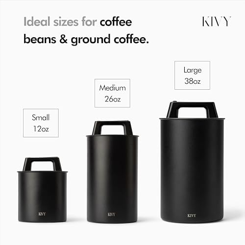 KIVY Vacuum Coffee Canister - Push Lid Preserves Coffee Aroma & Oil