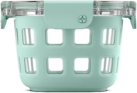 Ello DuraGlass Rounds Glass Food Storage Containers - Meal Prep Bowls with Silicone Sleeve and Airtight Lids, 2 Cup, Yucca