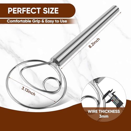 Maxjoy Danish Dough Whisk Stainless Steel for Sourdough Bread