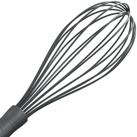 Zyliss Silicone Large Balloon Whisk, Sustainable Wheatstraw/Nylon, Balloon Whisk for Cooking and Serving with Heat Resistant Silicone Head, Beluga Grey, 12" x 2.6", Dishwasher Safe, 5 Year Guarantee