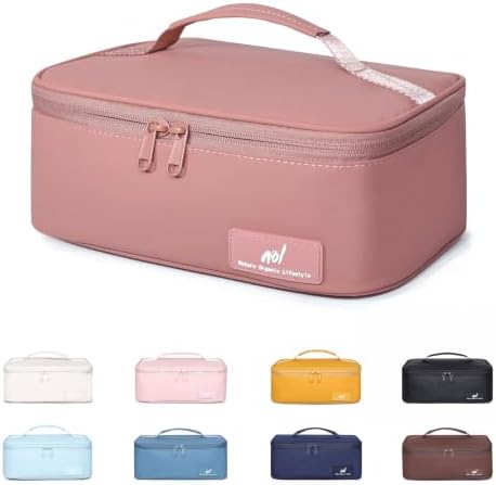 NOL Natural Organic Lifestyle Insulated Lunch Bag for Adults –Compact Cooler Lunch Box with Food-Grade Lining, Waterproof Lunch Bag for Work, Travel | Portable Thermal Meal Tote with Handle,Dark pink