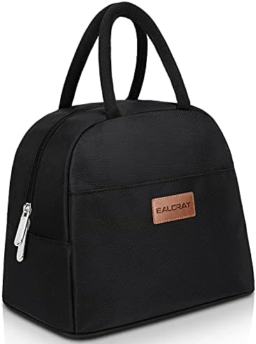 BALORAY Lunch Bag for Women Men Adult Lunch Box (Solid Black), M