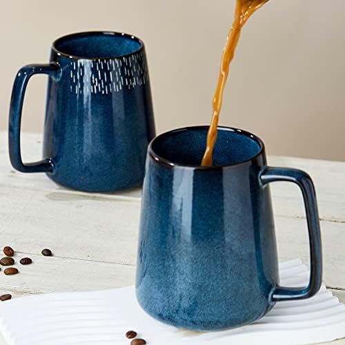 24 oz Large Ceramic Coffee mugs, Extra Large Cup, Big Handle (star blue)