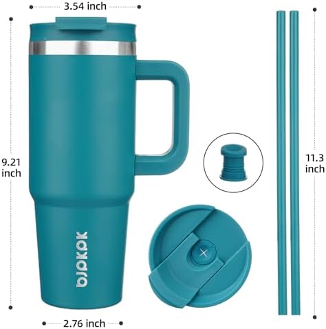 BJPKPK 30 oz Insulated Tumbler with Handle & Straw, Stainless Steel