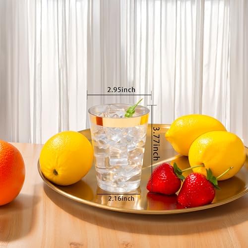 I00000 60 Pack Gold Plastic Cups, 10 OZ Clear Plastic Cups