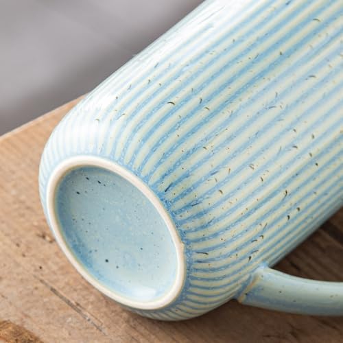 Yundu 15.5oz/470ml Flambe Blue Ceramics Teacups with Infuser and Lid, Loose Leaf Tea Cup