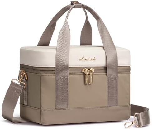 LOVEVOOK Insulated Lunch Bag for Women & Men - Cooler Lunch Tote and Lunch Box for Work and Travel, Khaki-beige