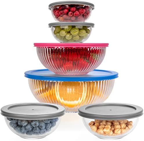 Set of 6 Stackable Space-Saving Nesting Glass Bowls