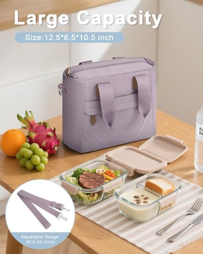 Capolo Lunch Bag for Women,Small Insulated Lunchbox Tote Reusable,M-Purple