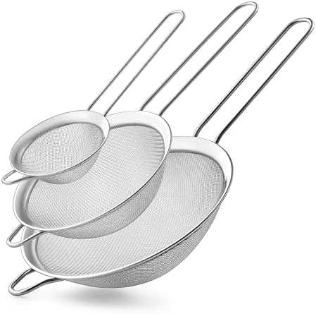 3 PCS Fine Mesh Strainer, Metal Wire Sieve with Handlle for Kitchen Sifting