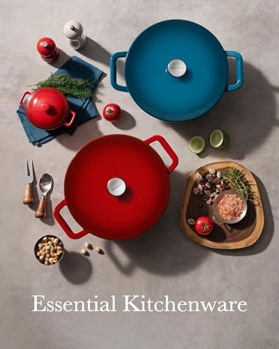Dutch Oven Pot with Lid, 6QT Enameled Cast Iron Dutch Oven for Sourdough Bread Baking, Braising & Roasting, Dual Handle, 500℉ Oven Safe, All Cooktops Compatible, Cerise
