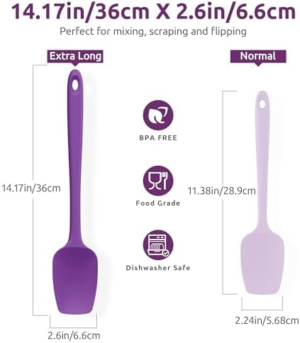 U-Taste 14" Long Silicone Spoonula, 600°F High Temp Spoon Spatula, Purple