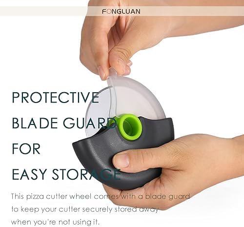 Pizza Cutter Wheel Set of 2 - Pizza Slicer with Protective Blade Cover - Premium Spuer Sharp 18/8 Stainless Steel