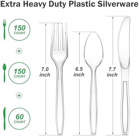 Dealusy 360 Count Extra Heavy Duty Clear Plastic Silverware