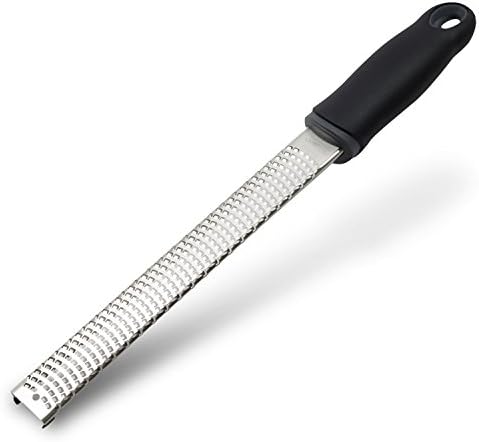 8-Inch Lemon Zester & Cheese Grater, 18/8 Stainless Steel, Black