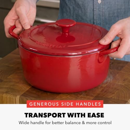 GreenPan x Bobby Flay 5.5QT Enameled Cast Iron Dutch Oven With Lid, Red