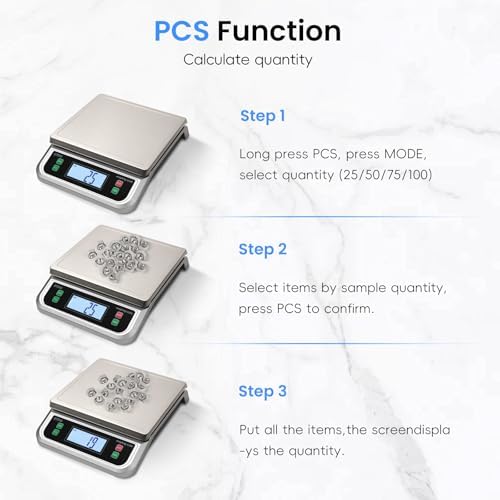 88lb Food Scale Stainless Steel with 6 Unit and Tare PCS Funtion