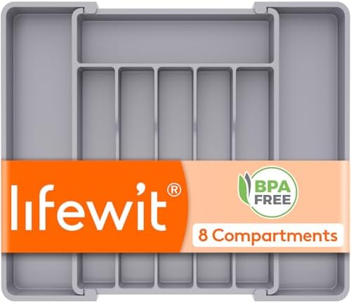 Lifewit Expandable Silverware Drawer Organizer, Kitchen Utensil Tray
