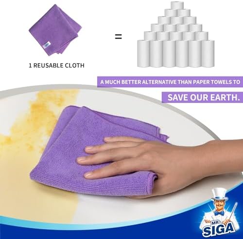 MR.SIGA Microfiber Cleaning Cloths, Streak Free Microfiber Towels, 12 Pack