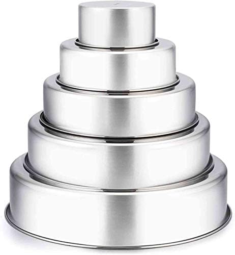 TeamFar Cake Pan, Stainless Steel Round Baking Tier Cake Pans Tins Set of 5