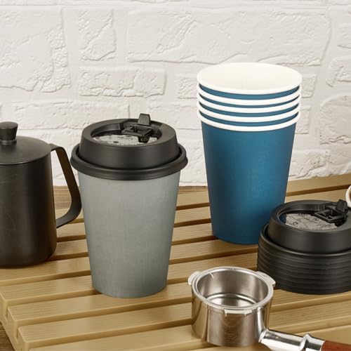 LITOPAK 100 Pack 12 oz Disposable Paper Coffee Cups with Lids