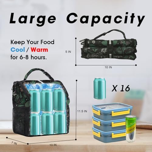 VLM Lunch Box for Women, Insulated Lunch Bag Women, Cute Floral Lunch Tote