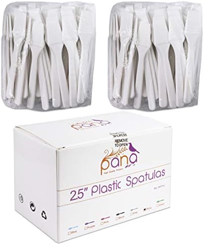 PANA 200pcs Cosmetic Make Up Disposable Plastic 2.5" Spatulas Skin Care Facial Cream Mask Spatula (WHITE-200 Pieces in a Box)