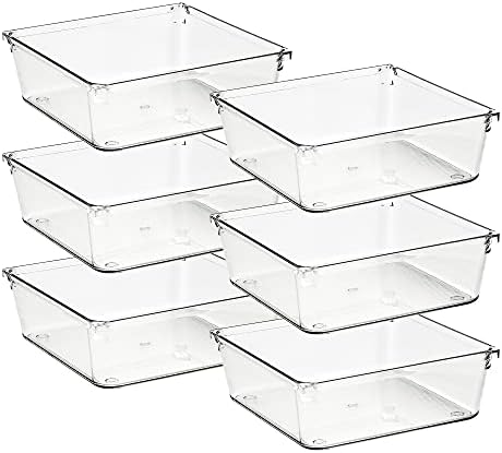 Ravinte 6 Pack Drawer Organizer, 6" x 6" Plastic Storage Bins