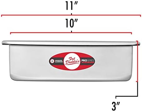 Fat Daddio's PSQ-10103 Anodized Aluminum Square Cake Pan, 10 x 3 Inch