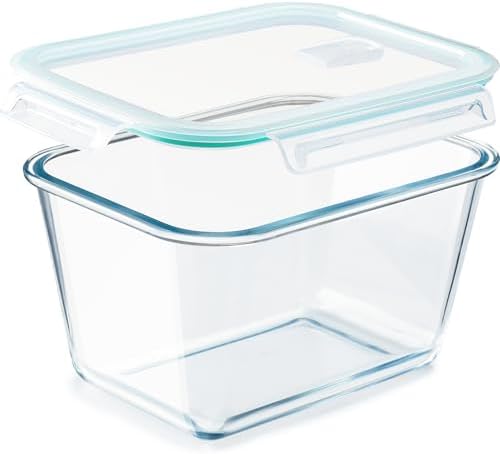 NUTRIUPS 2.6L Large Glass Food Storage Container, 9×6×5in