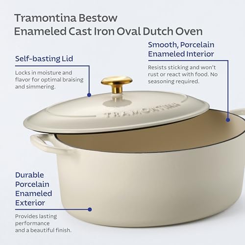 Tramontina Bestow Enameled Cast Iron 7-Qt Oval Dutch Oven Pot with Lid
