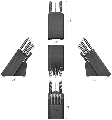 Cangshan KURO Series 12-Piece Knife Block Set, High Carbon X-7 Damascus Steel, Gray, 504340
