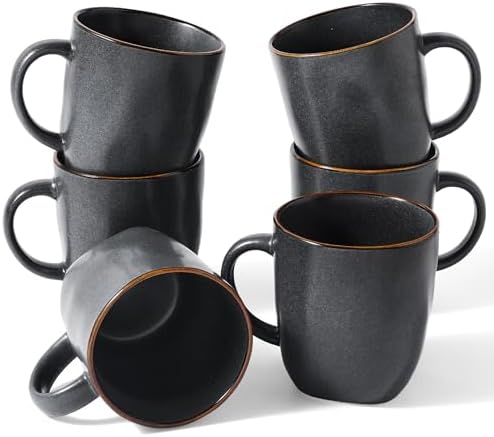 famiware Coffee Mugs Set of 6, Ocean Square 13oz Coffee Cup Set with Handle