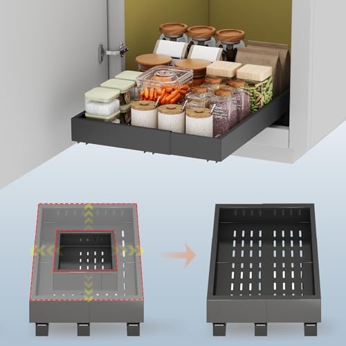 Fokyfok Pull out Cabinet Organizer,11"-16"W,17"-24"D,Expandable,Adhesive