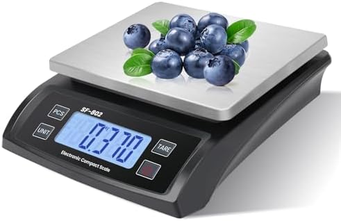 Large Digital Kitchen Scale 30kg/66lb Food Scale for Baking Cooking Stainless Bread Scale with LCD Display Counting Scales for Coins Adapter Included(Stainless Black)