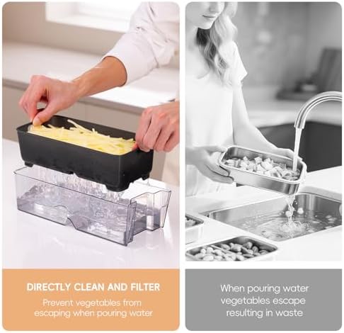 ONCE FOR ALL Safe Mandoline Slicer Pro, Veggie Slicer with Container, Black