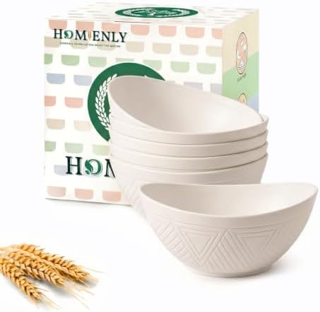 Homienly Small Bowls Set Wheat Straw Bowls 10 oz Small Serving Bowls for Ice Cream, Dessert, Snack, Appetizer, Candy, Unbreakable Microwave and DIshwasher Mini Bowls for Party, Picnic (6 PCS White)