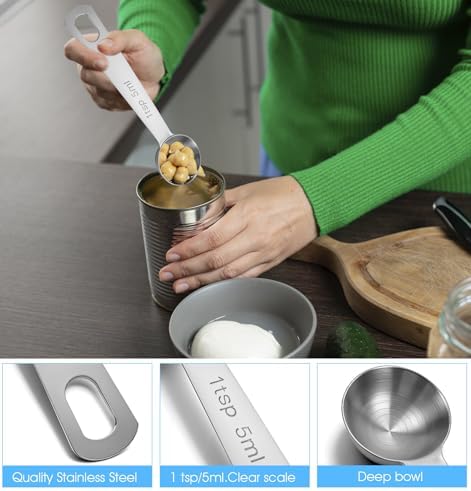 1 Teaspoon Measuring Spoons, 3Pcs Stainless Steel Kitchen Tools for Precise Cooking, Baking and Spices Measurement, 5ml