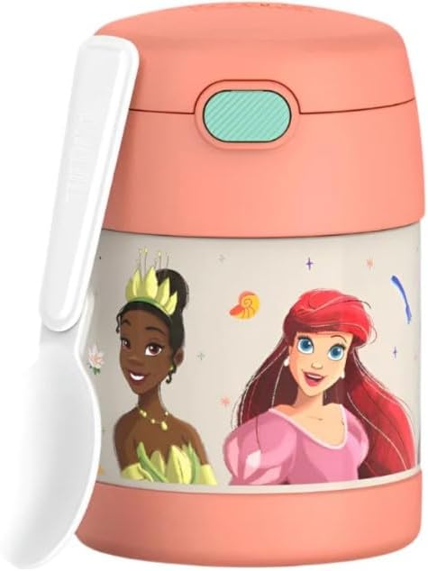 THERMOS FUNTAINER Kids Food Jar with Spoon, Princesses, 10 Ounce (Pack of 6)