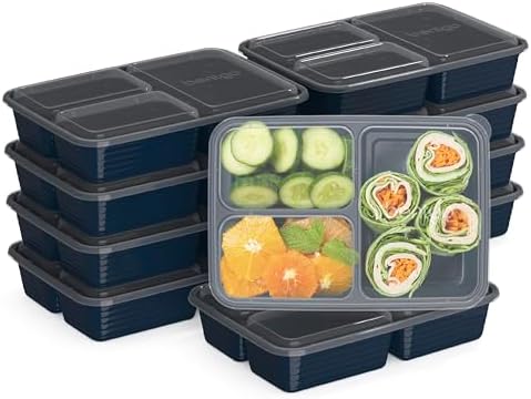 Bentgo Prep 3-Compartment Meal Prep Containers with Lids, 20 Piece Set